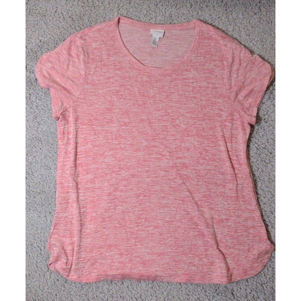 Weekends by Chicos T Shirt Womens 2 Pink Top Small Studs On Sides Lightweight